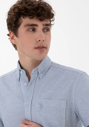 US POLO ASSN Mavi Erkek Uzun Kol Gömlek