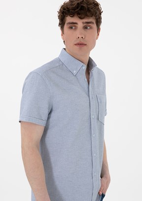US POLO ASSN Mavi Erkek Uzun Kol Gömlek
