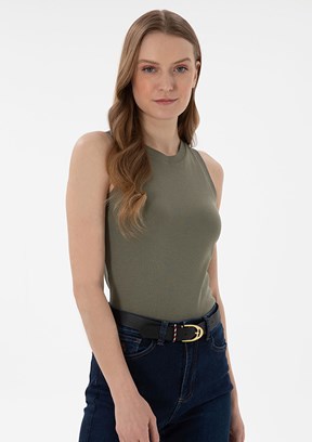 US POLO ASSN Yeşil Kadın Basic T-Shirt