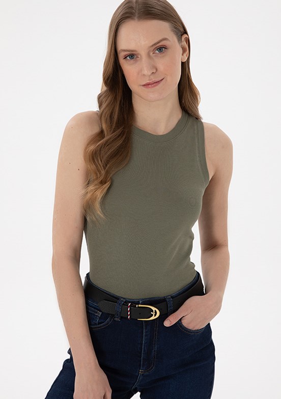 US POLO ASSN Yeşil Kadın Basic T-Shirt