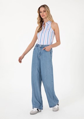 US POLO ASSN Mavi Kadın Rahat Kesim Jean Pantolon