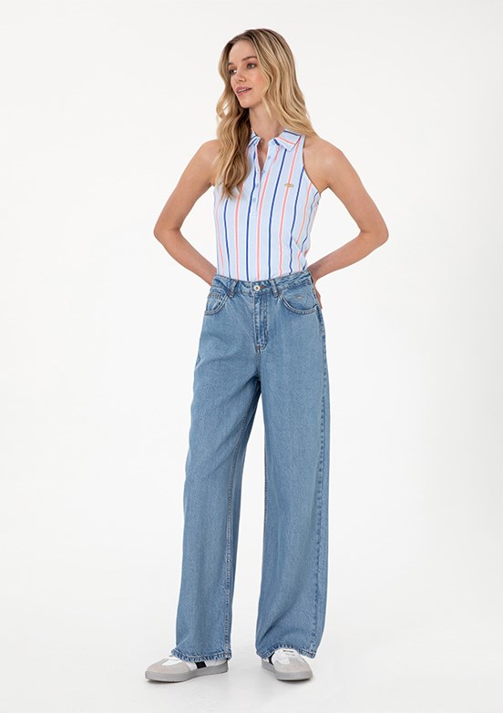 US POLO ASSN Mavi Kadın Rahat Kesim Jean Pantolon