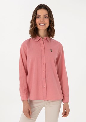 US POLO ASSN Pembe Kadın Uzun Kol Gömlek