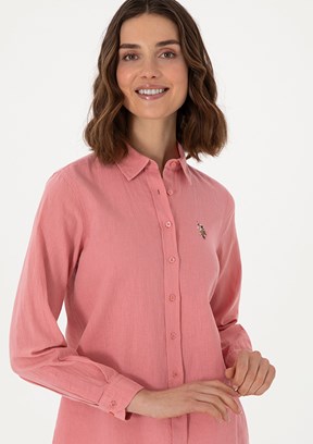 US POLO ASSN Pembe Kadın Uzun Kol Gömlek