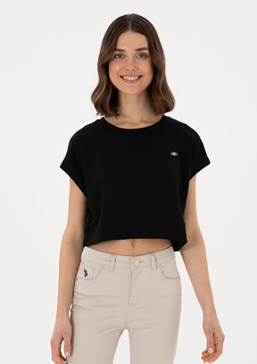 US POLO ASSN Siyah Kadın A-Form Fit T-shirt