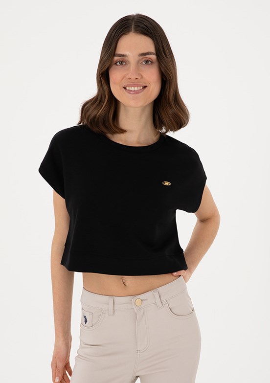 US POLO ASSN Siyah Kadın A-Form Fit T-shirt