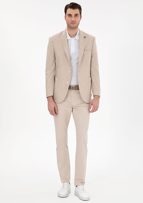 PİERRE CARDİN Bej Erkek Slim Pantolon