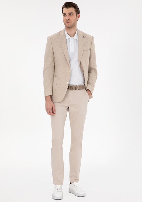 PİERRE CARDİN Bej Erkek Slim Pantolon