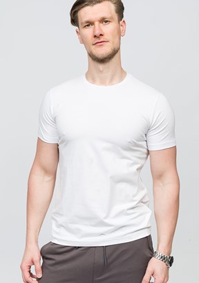 JOHNNY JOE Beyaz Erkek Bisiklet Yaka T-shirt