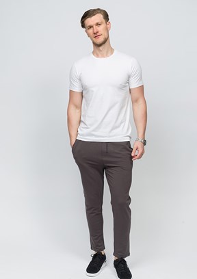 JOHNNY JOE Beyaz Erkek Bisiklet Yaka T-shirt