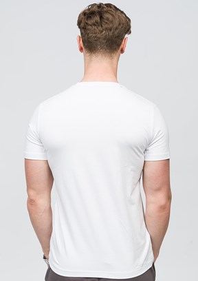 JOHNNY JOE Beyaz Erkek Bisiklet Yaka T-shirt