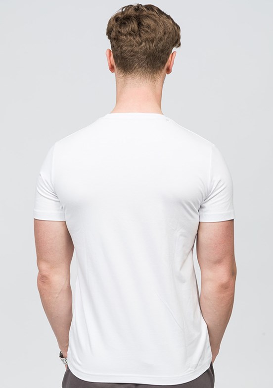 JOHNNY JOE Beyaz Erkek Bisiklet Yaka T-shirt