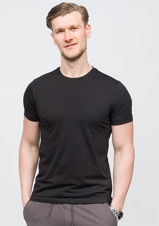 JOHNNY JOE Siyah Erkek Bisiklet Yaka T-shirt