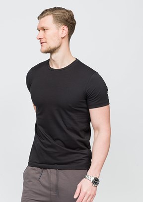 JOHNNY JOE Siyah Erkek Bisiklet Yaka T-shirt