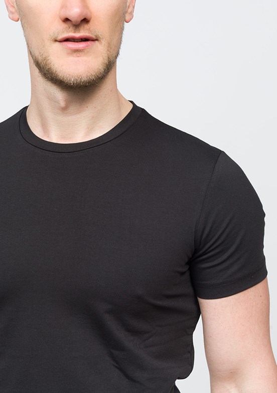 JOHNNY JOE Siyah Erkek Bisiklet Yaka T-shirt