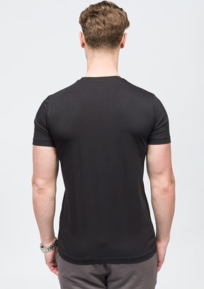 JOHNNY JOE Siyah Erkek Bisiklet Yaka T-shirt