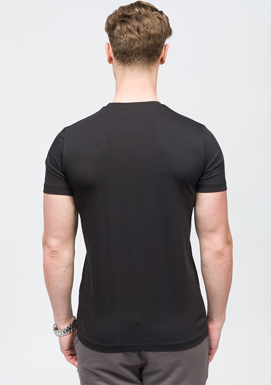 JOHNNY JOE Siyah Erkek Bisiklet Yaka T-shirt
