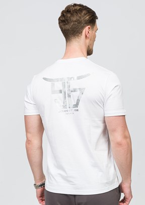 JOHNNY JOE Beyaz Erkek Bisiklet Yaka T-shirt