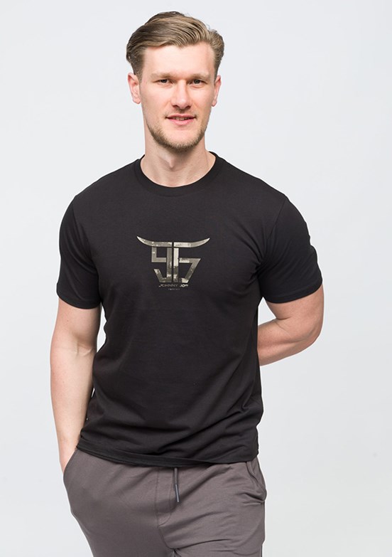 JOHNNY JOE Siyah Erkek Bisiklet Yaka T-shirt