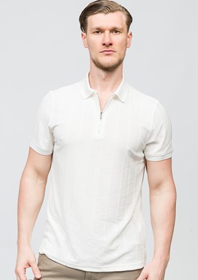 JOHNNY JOE Ekru Erkek Polo Yaka T-shirt