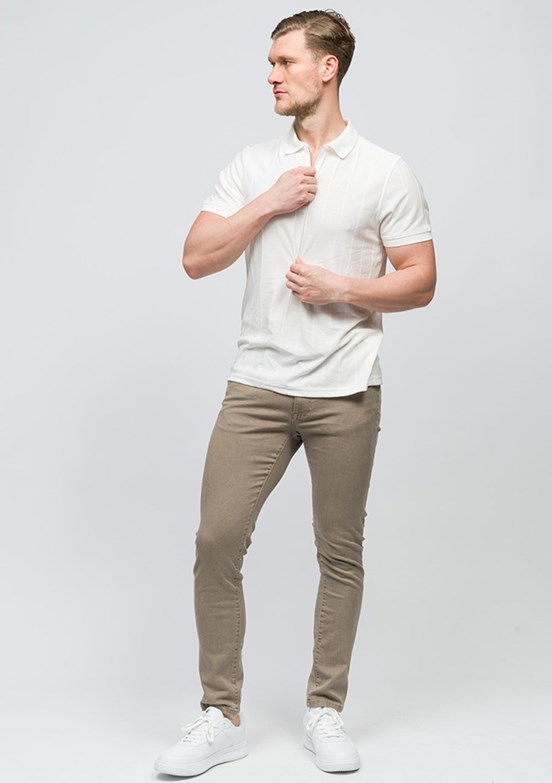 JOHNNY JOE Ekru Erkek Polo Yaka T-shirt