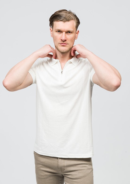 JOHNNY JOE Ekru Erkek Polo Yaka T-shirt