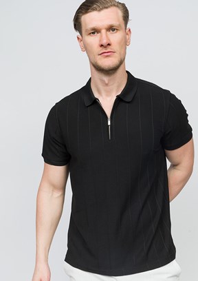 JOHNNY JOE Siyah Erkek Polo Yaka T-shirt