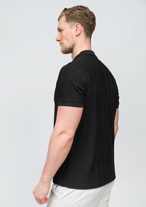 JOHNNY JOE Siyah Erkek Polo Yaka T-shirt