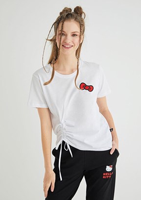 HELLO KİTTY Beyaz Kadın Baskılı T-Shirt