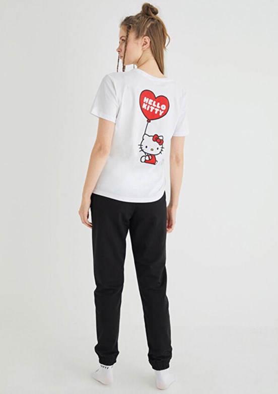 HELLO KİTTY Beyaz Kadın Baskılı T-Shirt