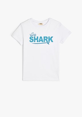 KOTON Beyaz Erkek Çocuk Baskılı T-Shirt