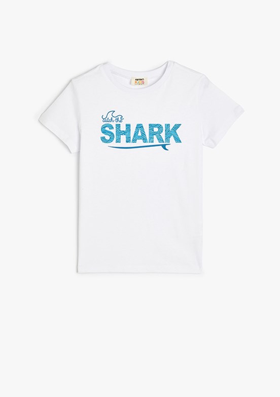 KOTON Beyaz Erkek Çocuk Baskılı T-Shirt