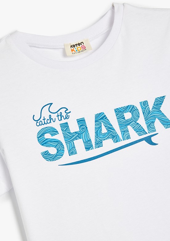 KOTON Beyaz Erkek Çocuk Baskılı T-Shirt