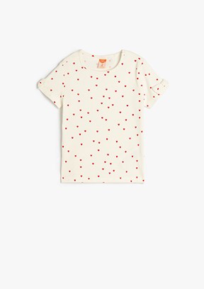 KOTON Beyaz Kız Bebek Bisiklet Yaka T-Shirt