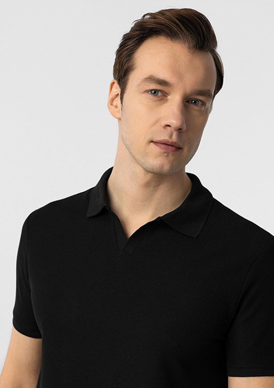 SÜVARİ Siyah Erkek Polo Yaka T-Shirt