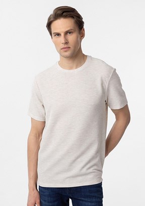 SÜVARİ Bej Erkek O Yaka T-Shirt