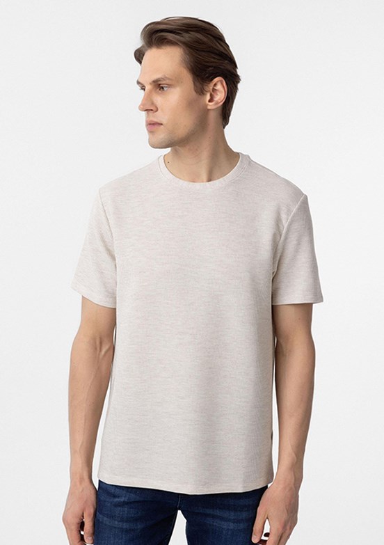 SÜVARİ Bej Erkek O Yaka T-Shirt