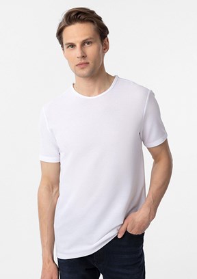 SÜVARİ Beyaz Erkek O Yaka T-Shirt