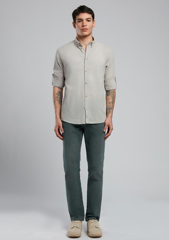 LEE COOPER Darell Gri Erkek Uzun Kol Dokuma Gömlek