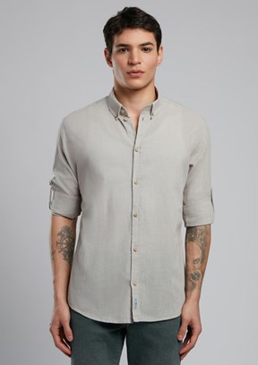 LEE COOPER Darell Gri Erkek Uzun Kol Dokuma Gömlek