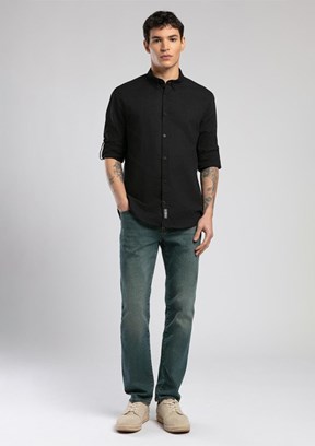 LEE COOPER Siyah Darell Erkek Uzun Kollu Dokuma Gömlek