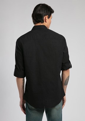 LEE COOPER Siyah Darell Erkek Uzun Kollu Dokuma Gömlek