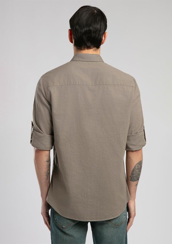 LEE COOPER Haki Darell Erkek Uzun Kollu Dokuma Gömlek