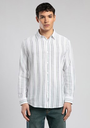 LEE COOPER Jacob Zümrüt Lacivert Erkek Uzun Kol Dokuma Gömlek