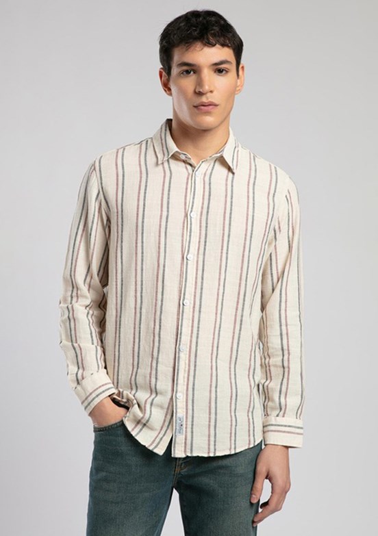 LEE COOPER Jacob Bordo Lacivert Erkek Uzun Kol Dokuma Gömlek