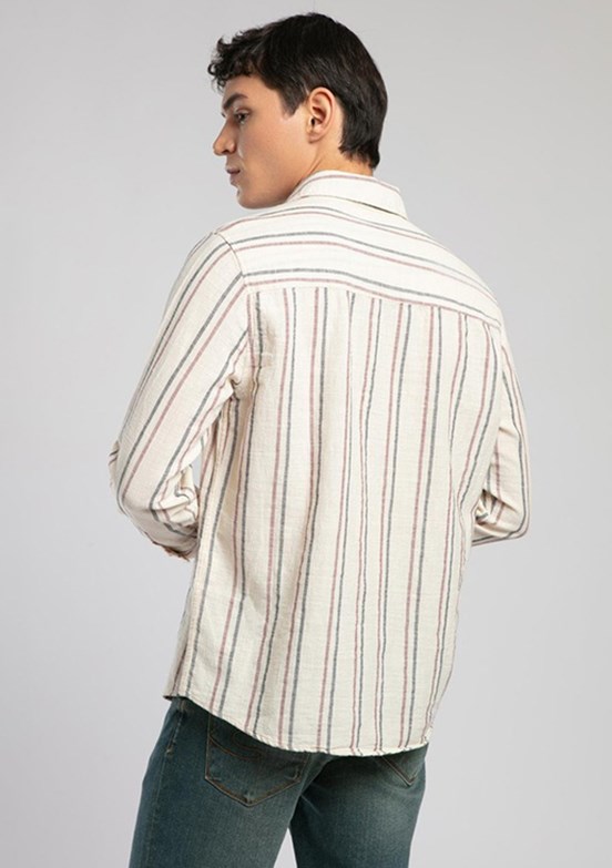 LEE COOPER Jacob Bordo Lacivert Erkek Uzun Kol Dokuma Gömlek