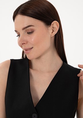 PIERRE CARDIN Siyah Kadın Slim Yelek