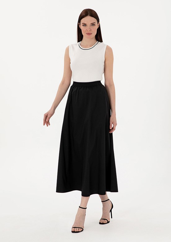 PİERRE CARDİN - Kadın Siyah Oversize Etek