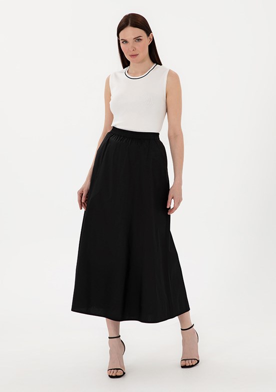 PİERRE CARDİN - Kadın Siyah Oversize Etek