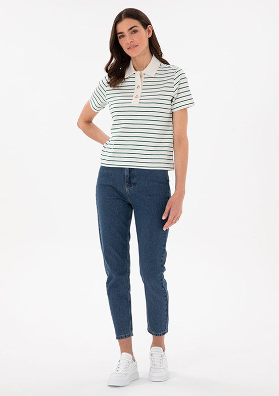 PIERRE CARDIN Mavi Kadın Mom Jean Pantolon
